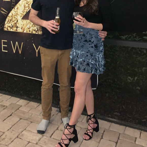 Tiered Blue Mini Skirt - Picture 4 of 4